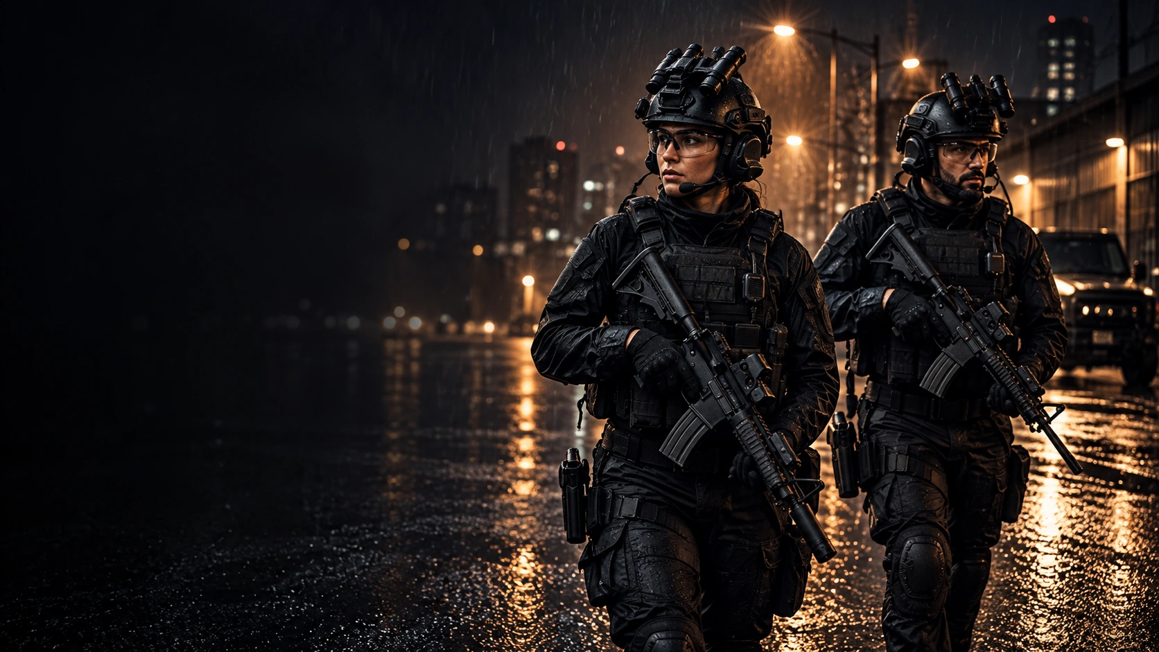 Cena fotográfica tática fictícia