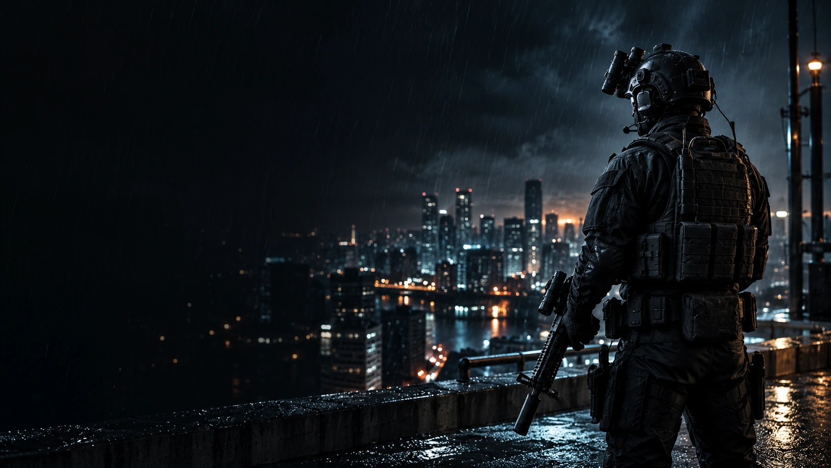 Cena fotográfica tática fictícia